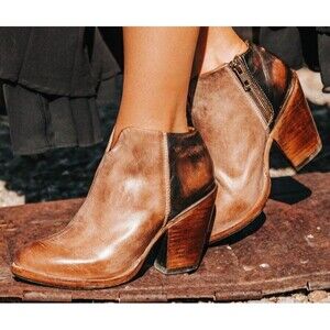 FREEBIRD By Steven Women’s Detroit Leather Booties US 9 Taupe Brown Grunge Boho